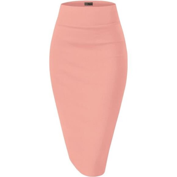 Women's Premium Nylon Ponte Stretch High Waist Pencil Suit 1073t Light Coral - Picture 1 of 6